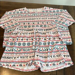 Wildfox Naughty & Nice Christmas Pajama Set Women’s Small Fair Isle Holiday EUC